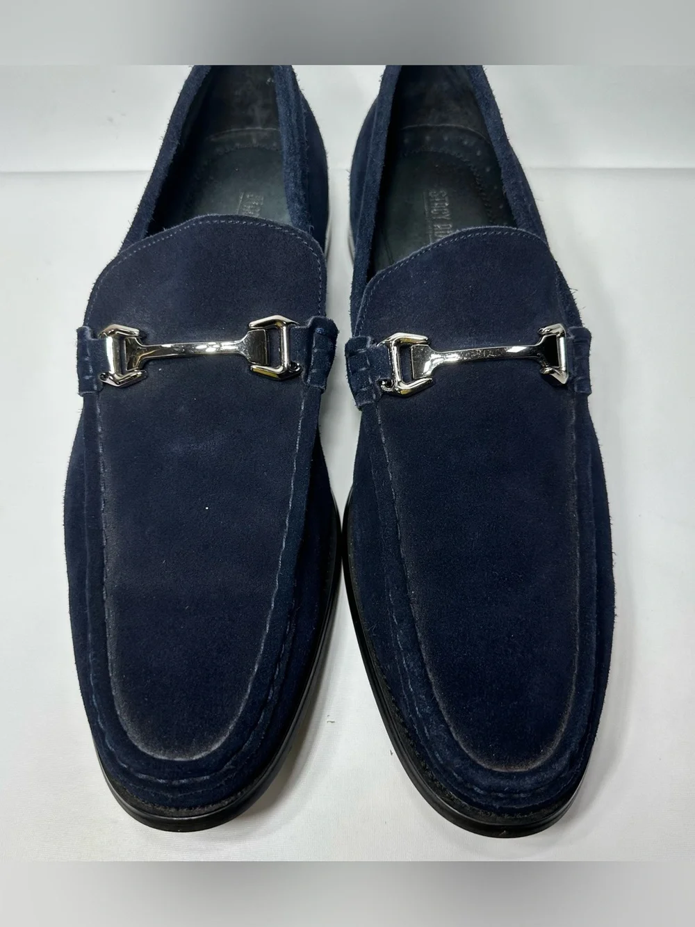 Stacy Adams Men's Navy Suede Horse Bit Loafers Dress Shoes Size 14